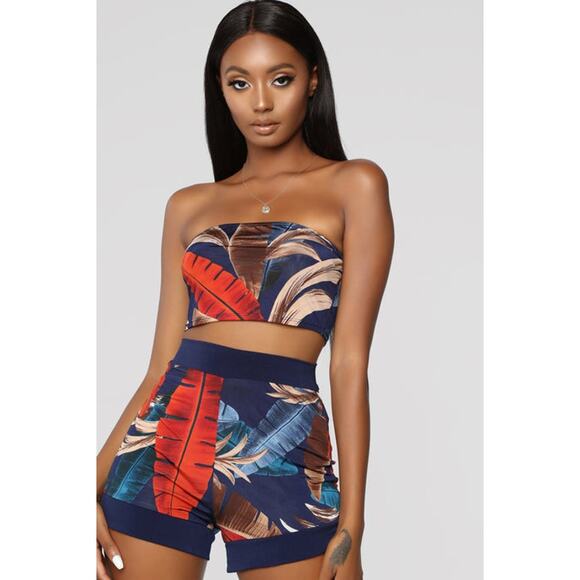 Fashion Nova - Vacation Forever 3 Piece Set - Navy/Combo - SMALL - Picture 4 of 11